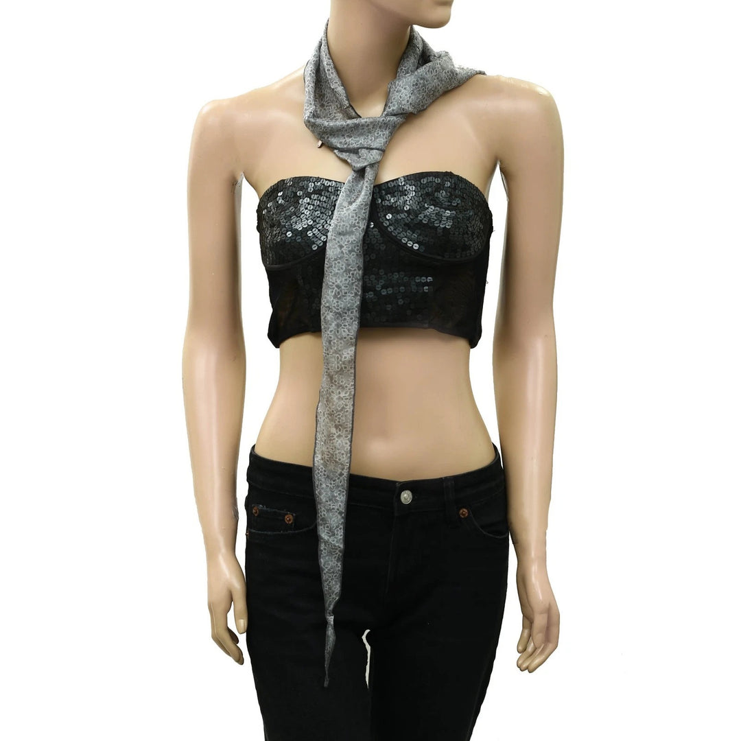 Free People Tilly Skinny Silk Convertible Scarf Neck Handbag Print