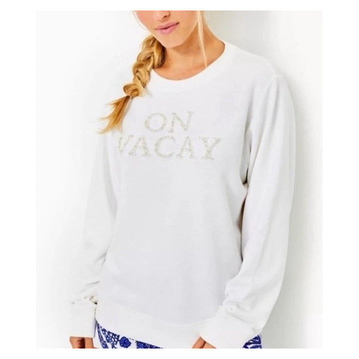 Lilly Pulitzer Long Sleeve Beaded Sweatshirt Top