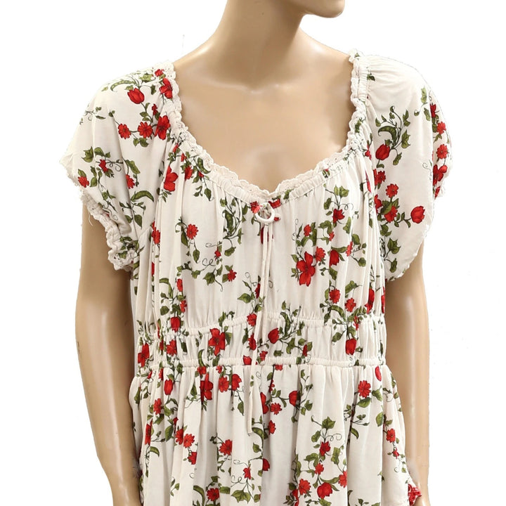 Anthropologie Maeve Short-Sleeve Sweetheart-Neck Peplum Top