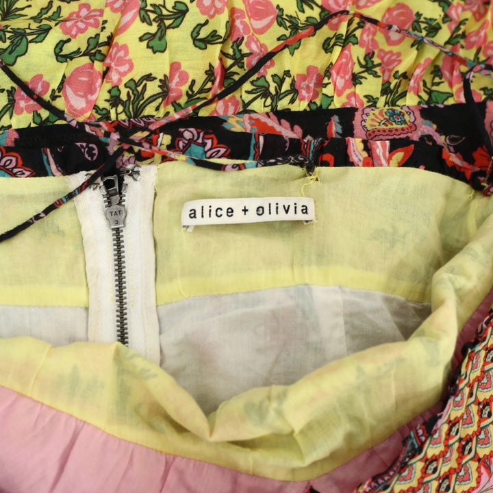 Alice+Olivia Imogene Mixed-Print Tiered Ruffle Maxi Dress