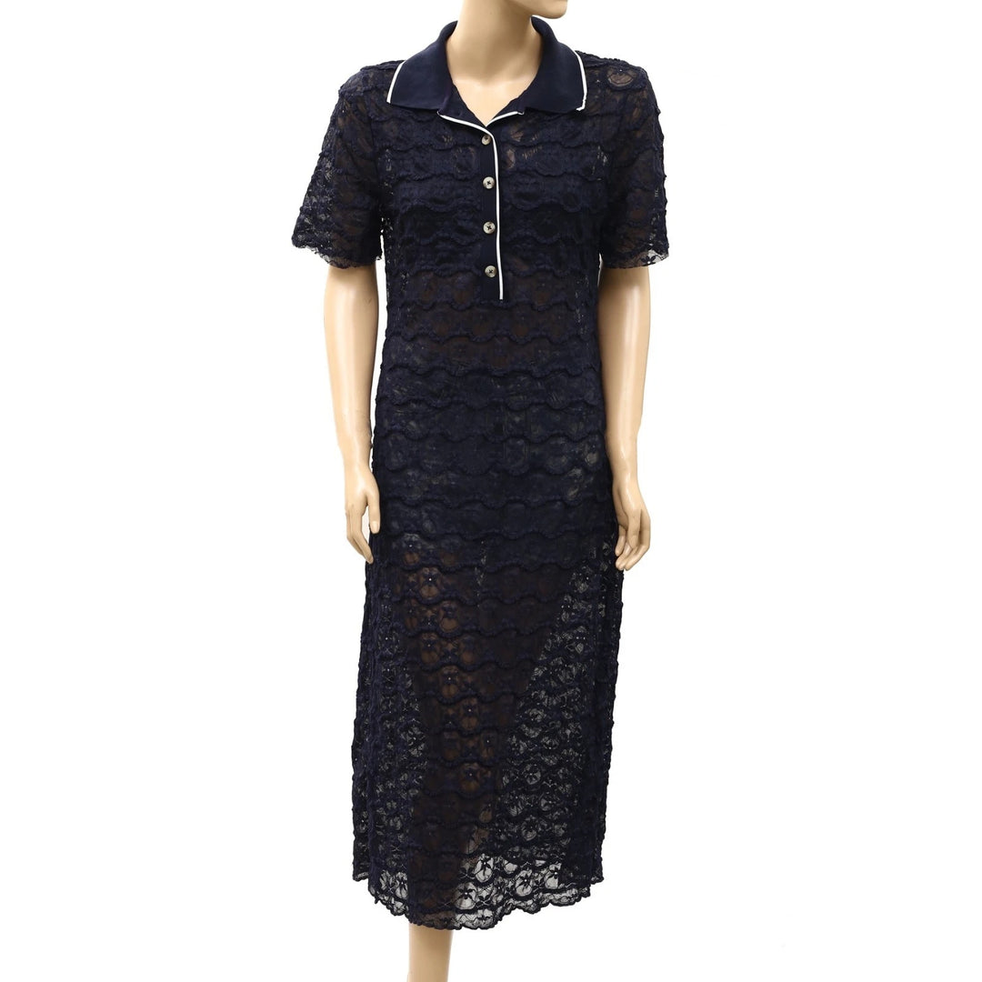 Anthropologie Celandine Collared Lace Midi Dress