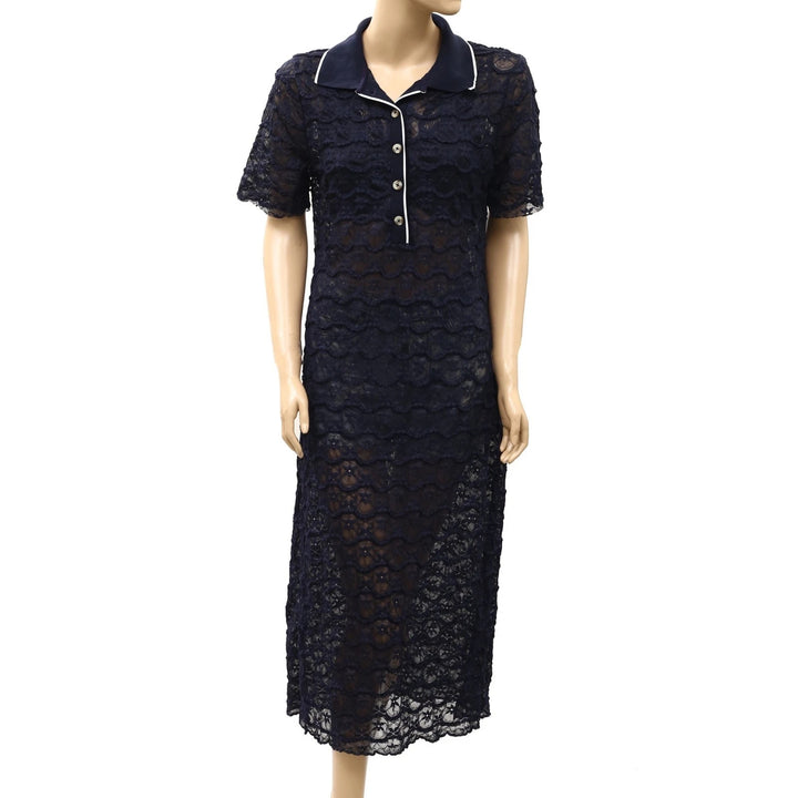 Anthropologie Celandine Collared Lace Midi Dress