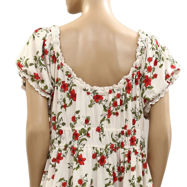 Anthropologie Maeve Short-Sleeve Sweetheart-Neck Peplum Top
