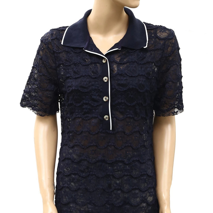 Anthropologie Celandine Collared Lace Midi Dress