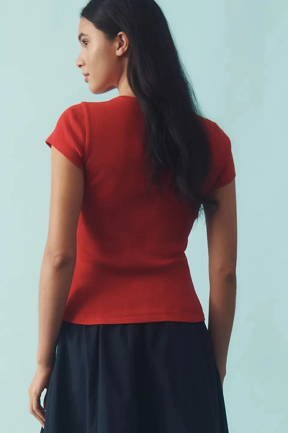 Anthropologie Maeve Embroidered Baby Tee Blouse Top