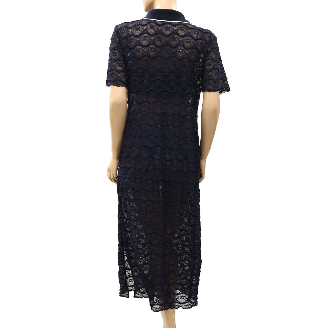 Anthropologie Celandine Collared Lace Midi Dress