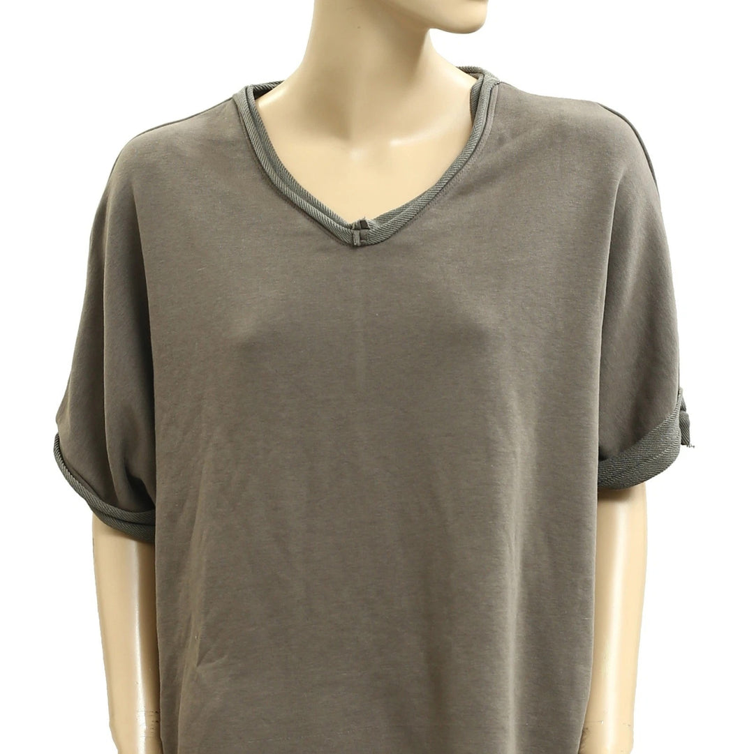 Voyageur By Mersea Frenchie Raw Edge V-Neck Sweatshirt Top