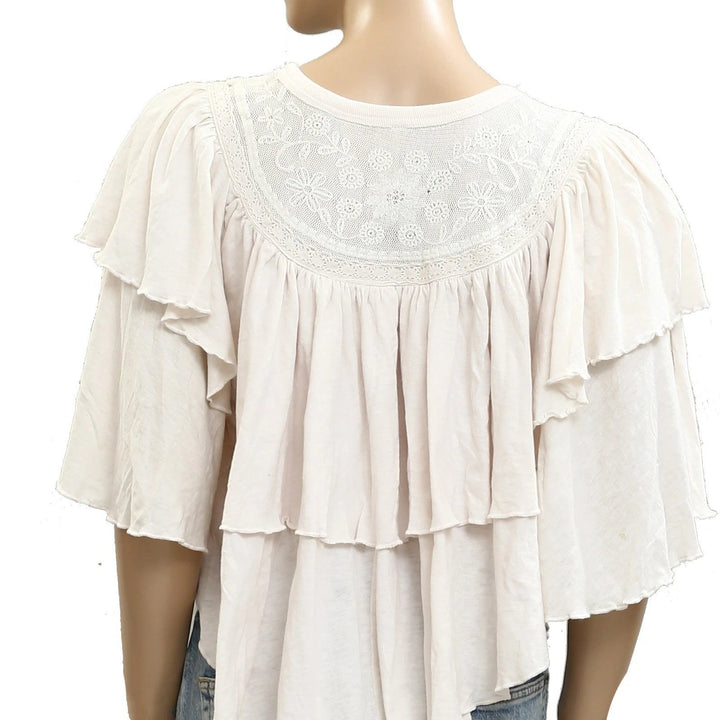 Free People Rose Party Tee Blouse Top