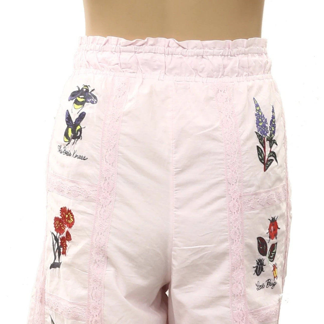 Anthropologie LyreBird Embroidered Bermuda Shorts
