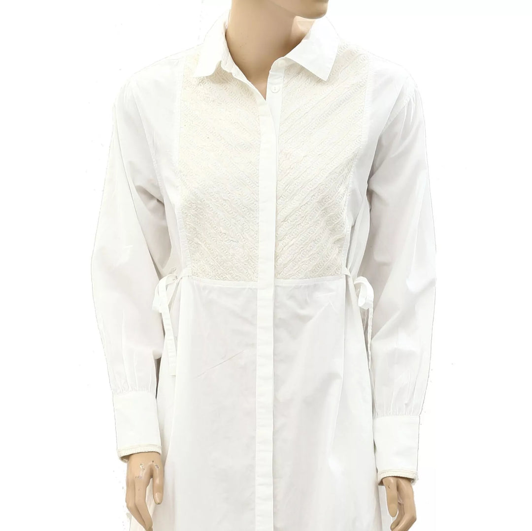 Merlette Buttondown Embroidered Swing Midi Dress Merlette Buttondown Embroidered Swing Midi Dress