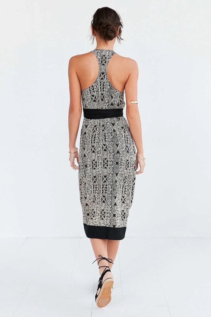 Ecote Urban Outfitters Aztec Print Whitney Wrap Midi Dress