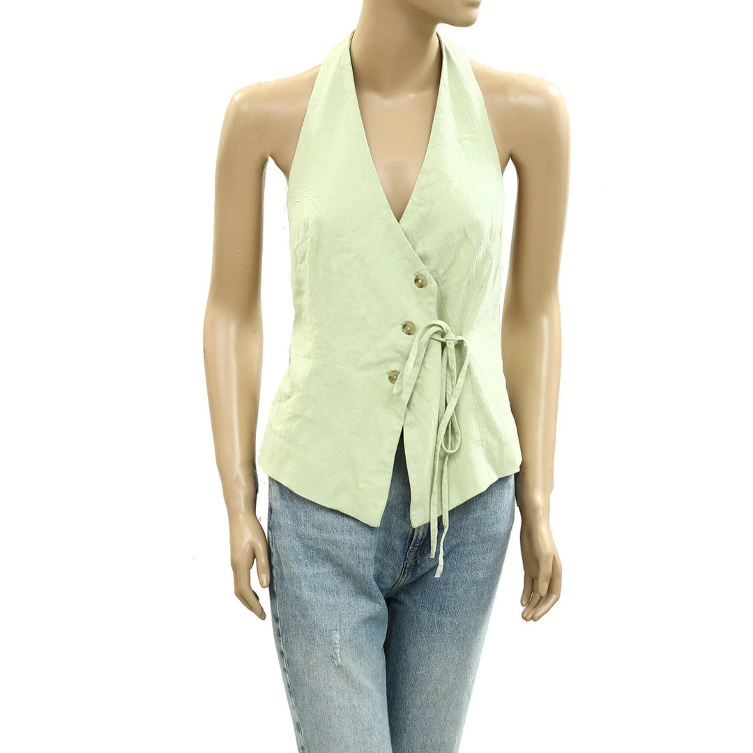 Free People Vera Vest Solid Blouse Top