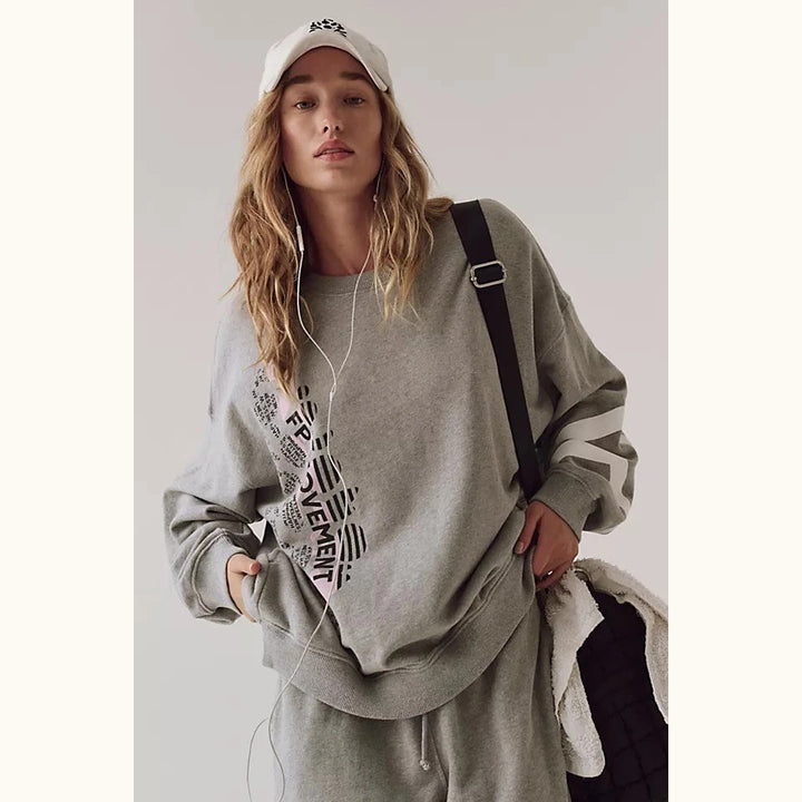Free People FP Movement All Star Buti Logo Pullover Sweatshirt Top