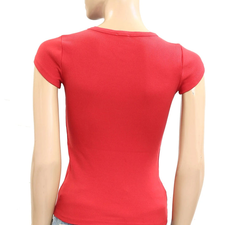 Anthropologie Maeve Embroidered Baby Tee Blouse Top
