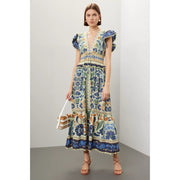 Farm Rio Anthropologie Ocean Tapestry Suzani Midi Dress