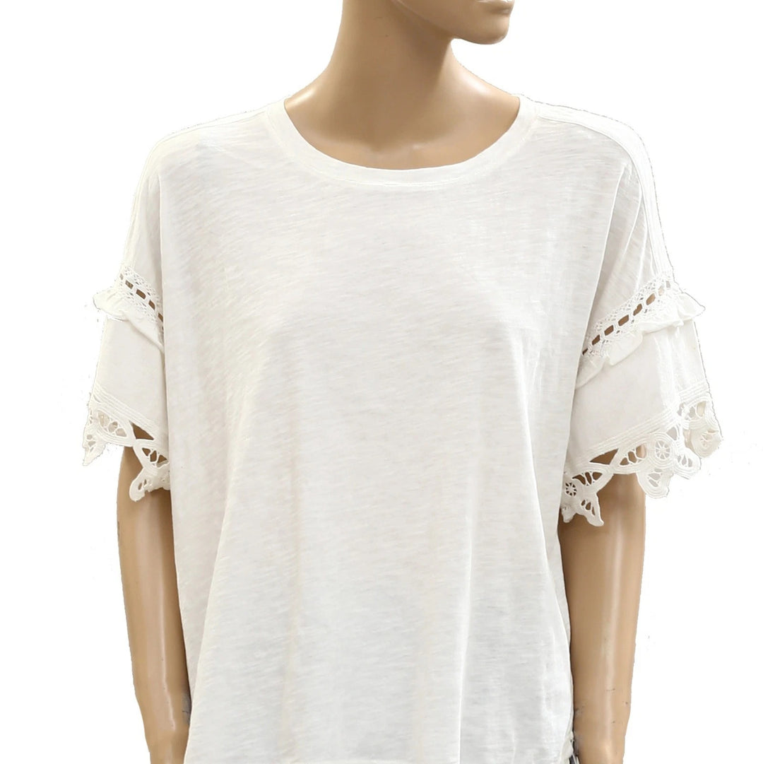 By Anthropologie Pilcro Heritage Lace-Trim Tee Blouse Top
