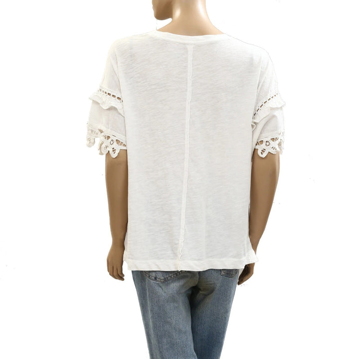 By Anthropologie Pilcro Heritage Lace-Trim Tee Blouse Top