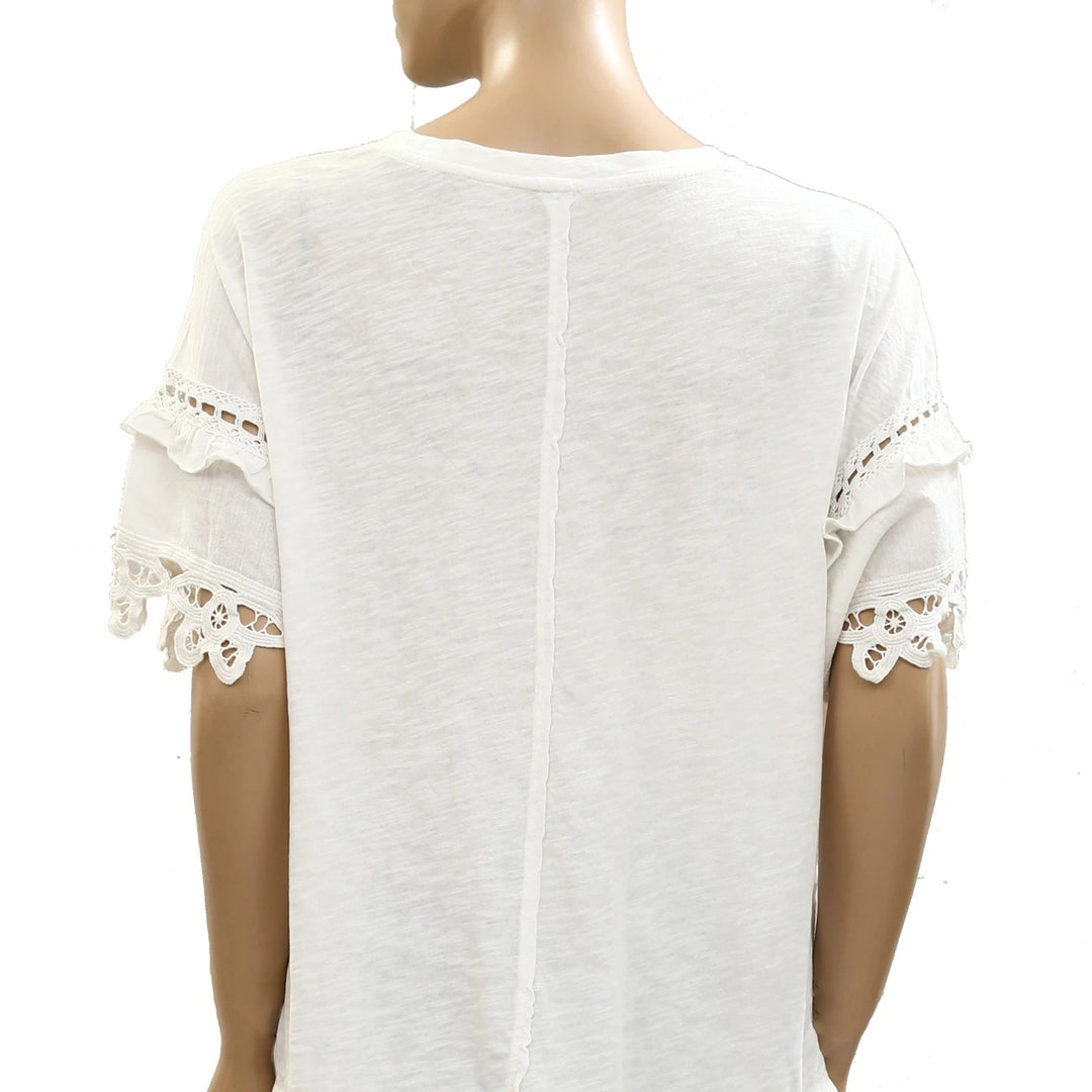By Anthropologie Pilcro Heritage Lace-Trim Tee Blouse Top