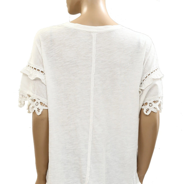 By Anthropologie Pilcro Heritage Lace-Trim Tee Blouse Top