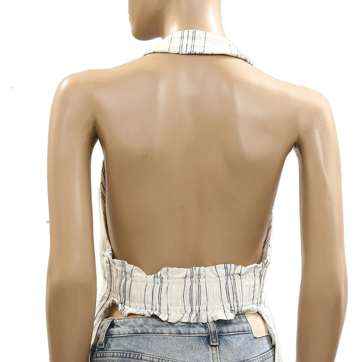Free People Stripe Printed Vest Blouse Top