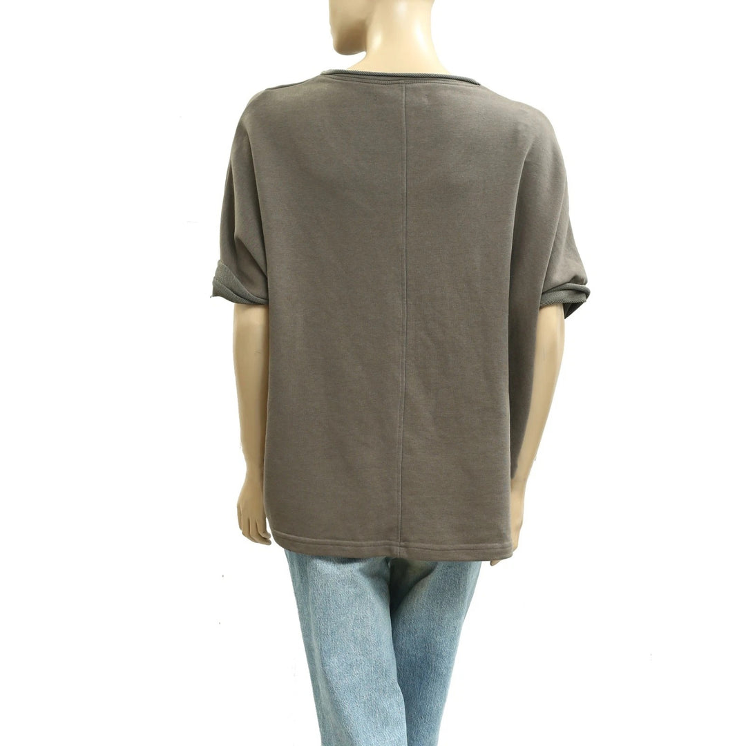 Voyageur By Mersea Frenchie Raw Edge V-Neck Sweatshirt Top