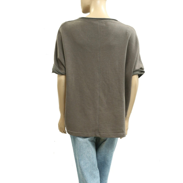 Voyageur By Mersea Frenchie Raw Edge V-Neck Sweatshirt Top