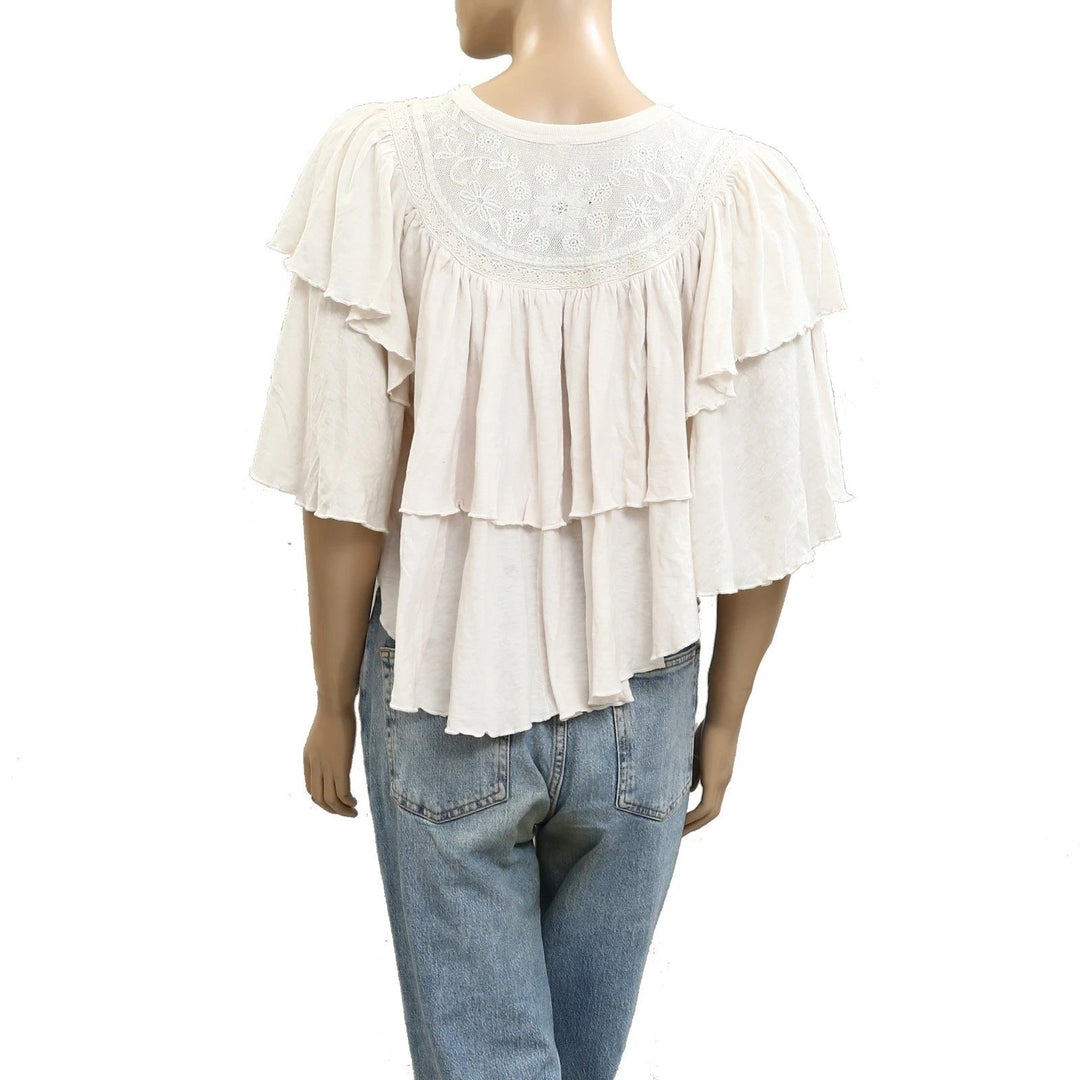 Free People Rose Party Tee Blouse Top