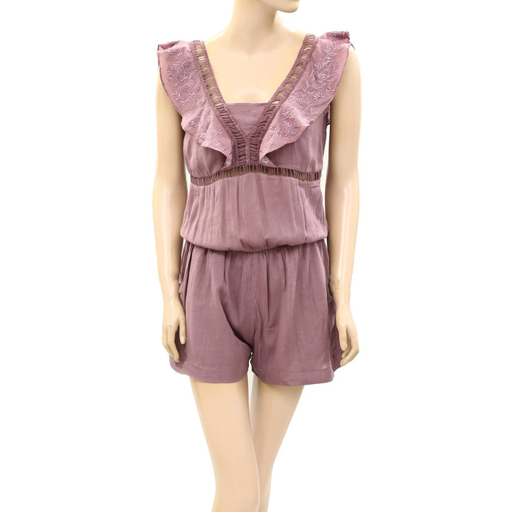 Drolatic Anthropologie Floral Eyelet Embroidered Romper