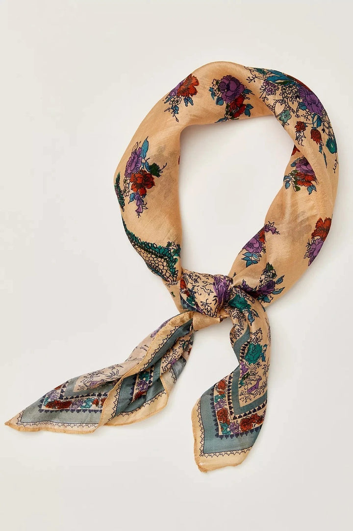 Free People So Silk Printed Bandana Scarf Tube Top Wrap Belt