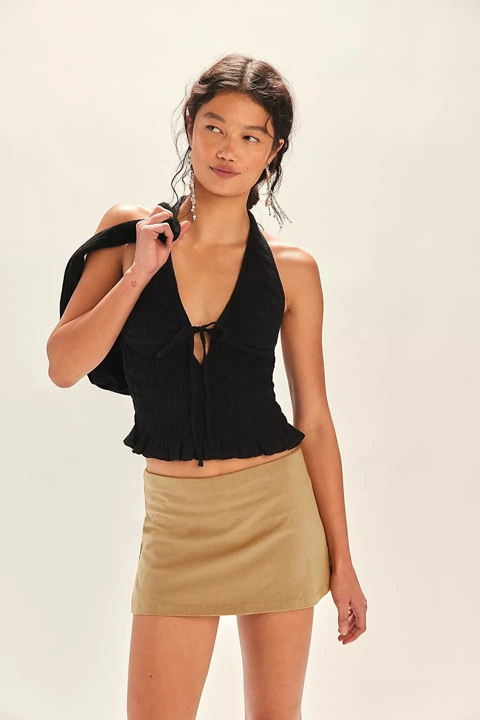 Free People Free-est Khloe Smocked Halter Blouse Top