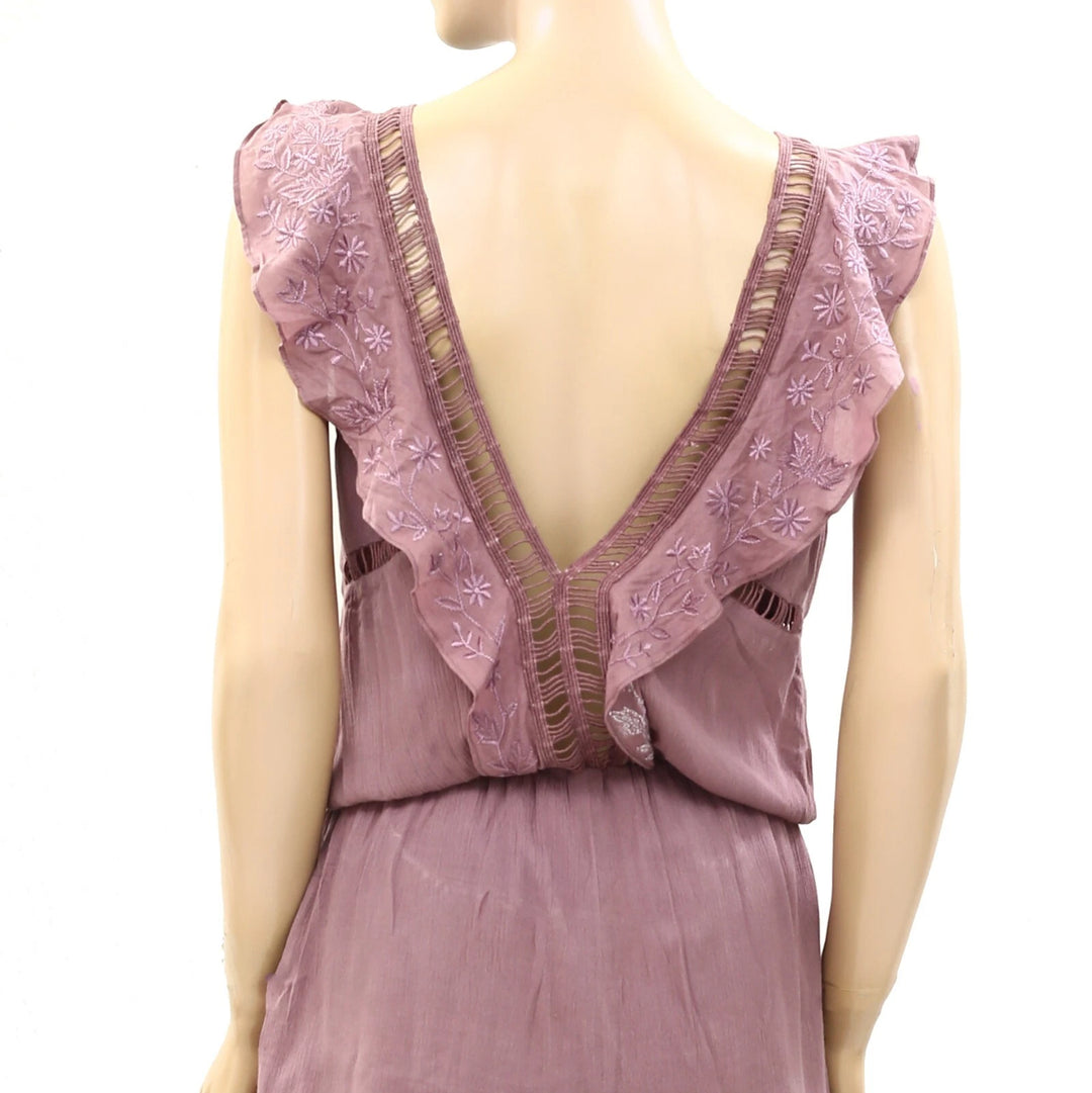Drolatic Anthropologie Floral Eyelet Embroidered Romper