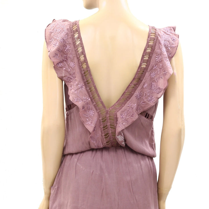 Drolatic Anthropologie Floral Eyelet Embroidered Romper