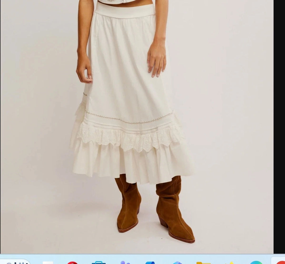 Free People Maeberrie Lace Midi Skirt