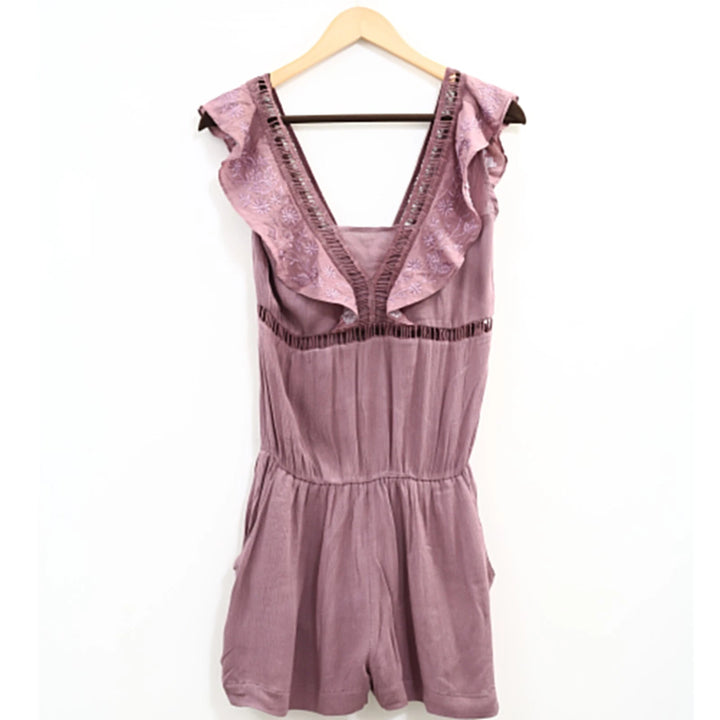 Drolatic Anthropologie Floral Eyelet Embroidered Romper
