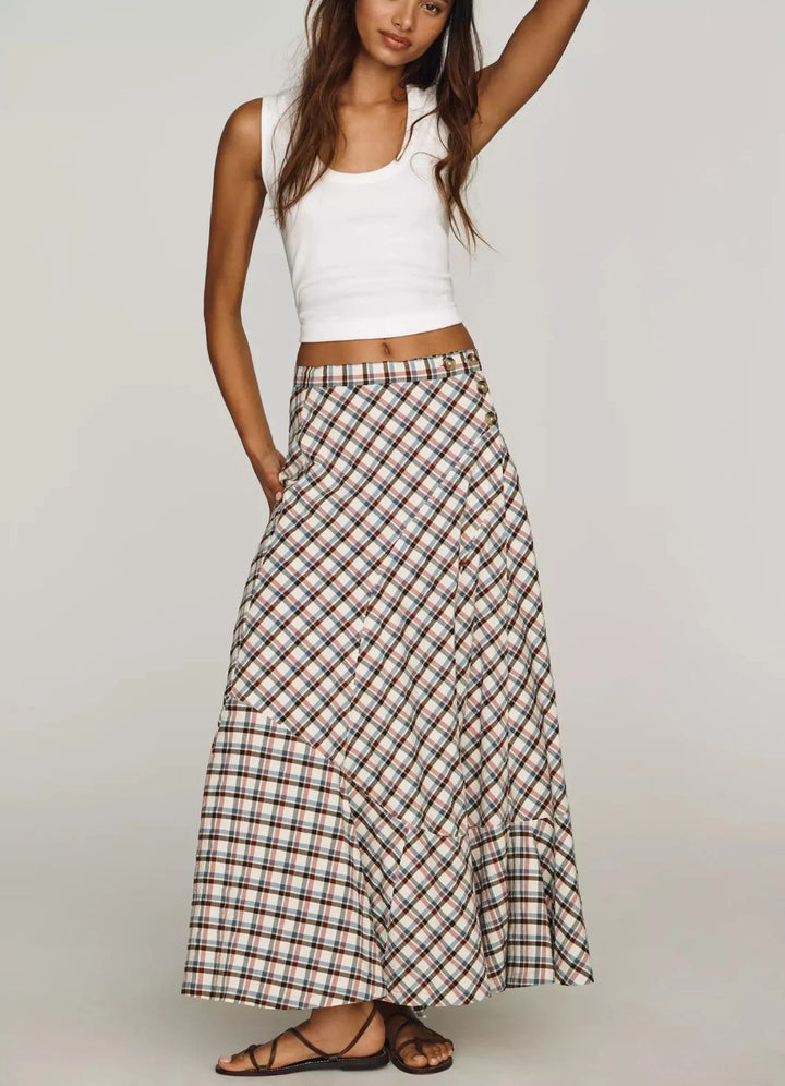 By Anthropologie Women's Olivette Plaid Maxi Skirt