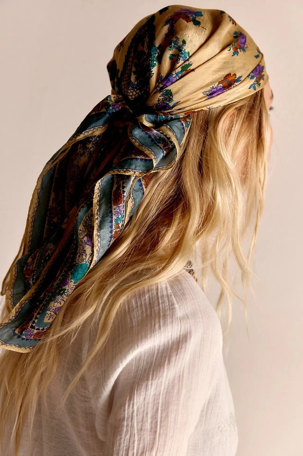Free People So Silk Printed Bandana Scarf Tube Top Wrap Belt