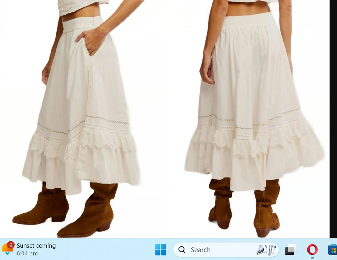 Free People Maeberrie Lace Midi Skirt