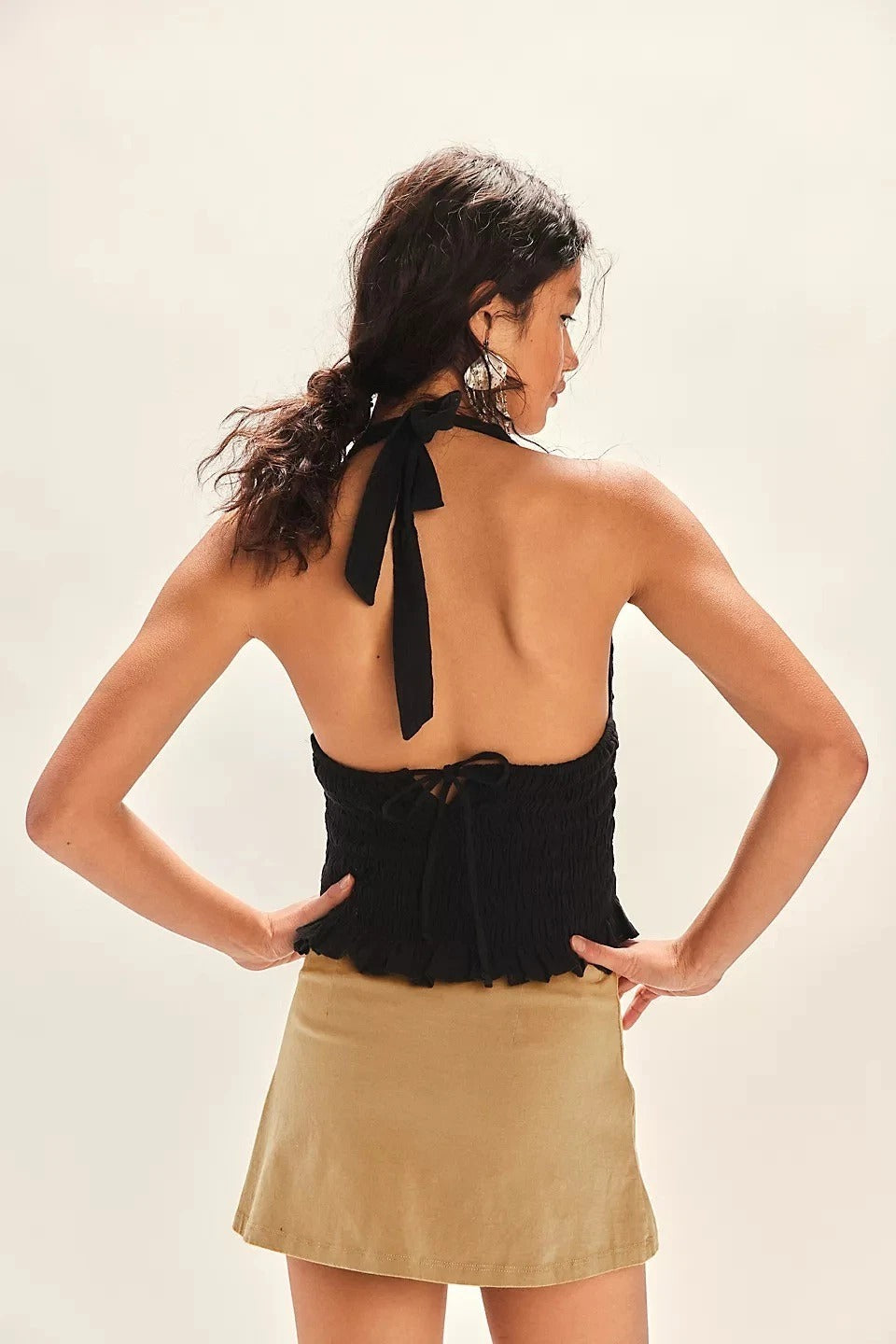 Free People Free-est Khloe Smocked Halter Blouse Top