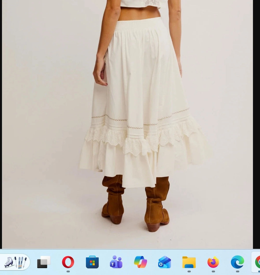 Free People Maeberrie Lace Midi Skirt