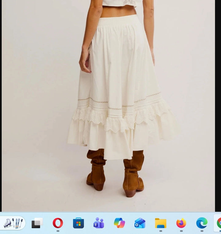 Free People Maeberrie Lace Midi Skirt