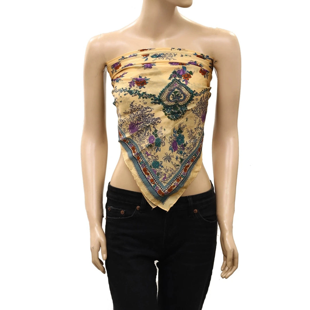 Free People So Silk Printed Bandana Scarf Tube Top Wrap Belt