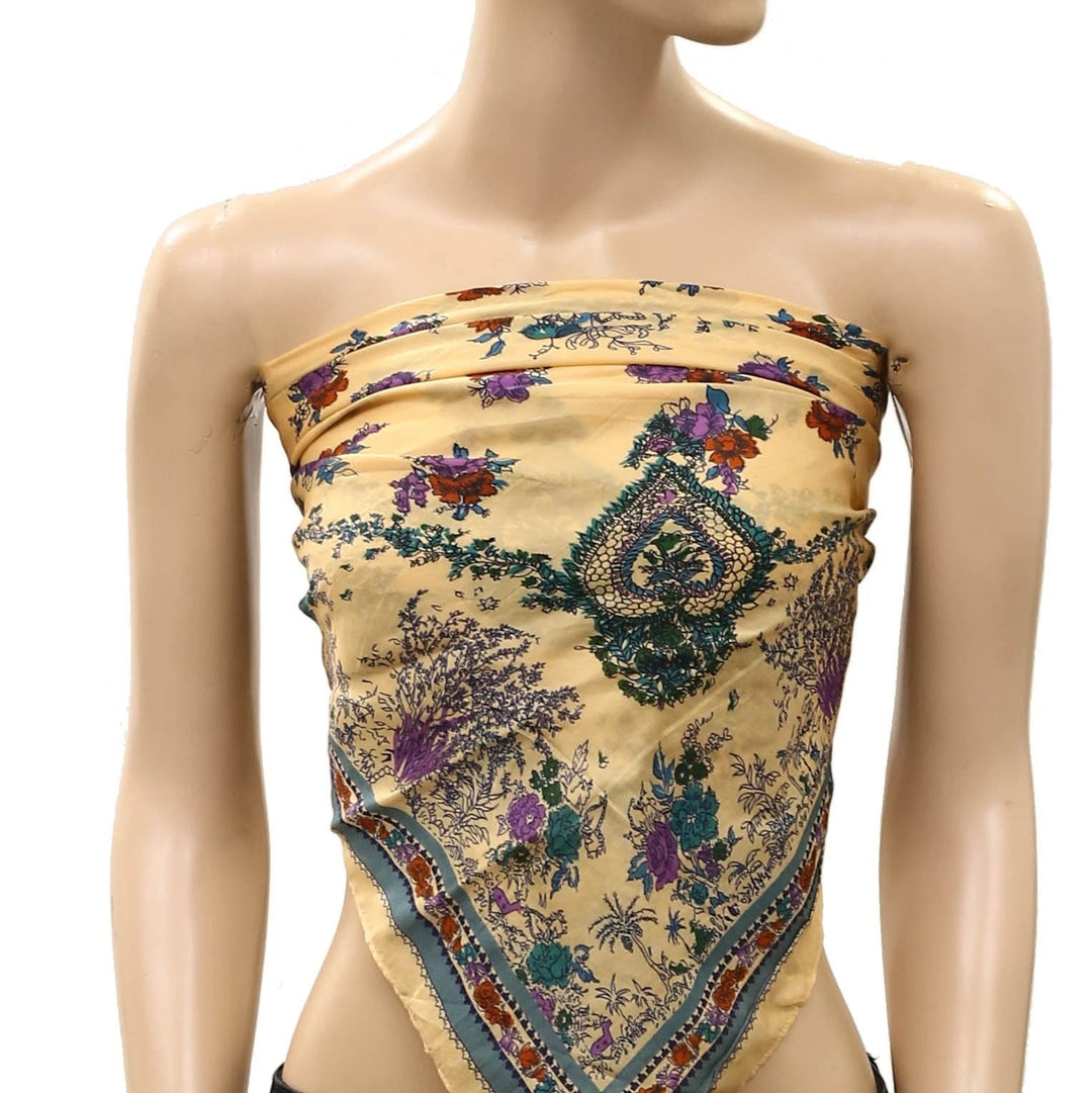 Free People So Silk Printed Bandana Scarf Tube Top Wrap Belt