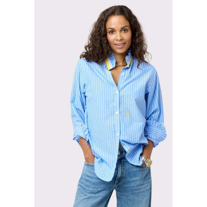 Kerri Rosenthal Mia Stripe Ruffle Shirt Top