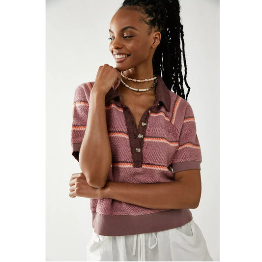 Free People We The Free Sun's Out Polo Blouse Top