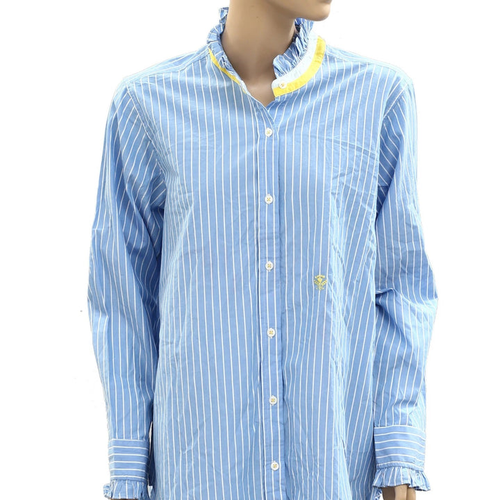 Kerri Rosenthal Mia Stripe Ruffle Shirt Top