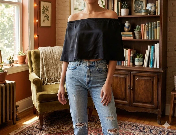 Free People Off The Shoulder Cape Layered Cropped Top
