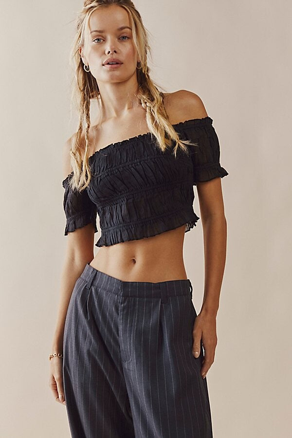Free People FP One Cheri Cropped Blouse Top