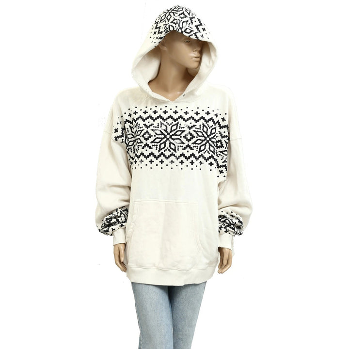 Free People We The Free Graphic Tribal Printed Hoodie Sweatshirt Top