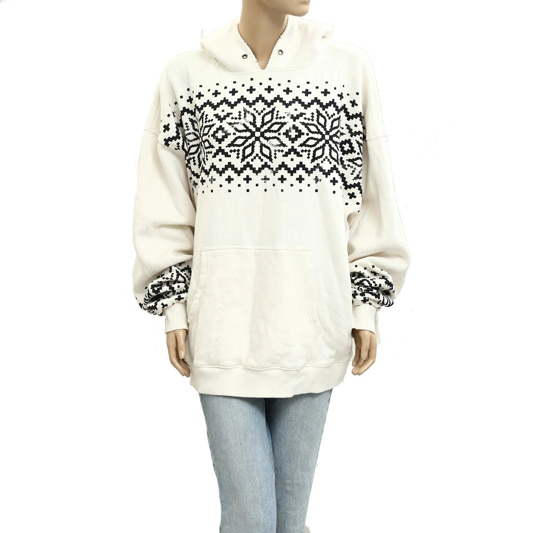 Free People We The Free Graphic Tribal Printed Hoodie Sweatshirt Top