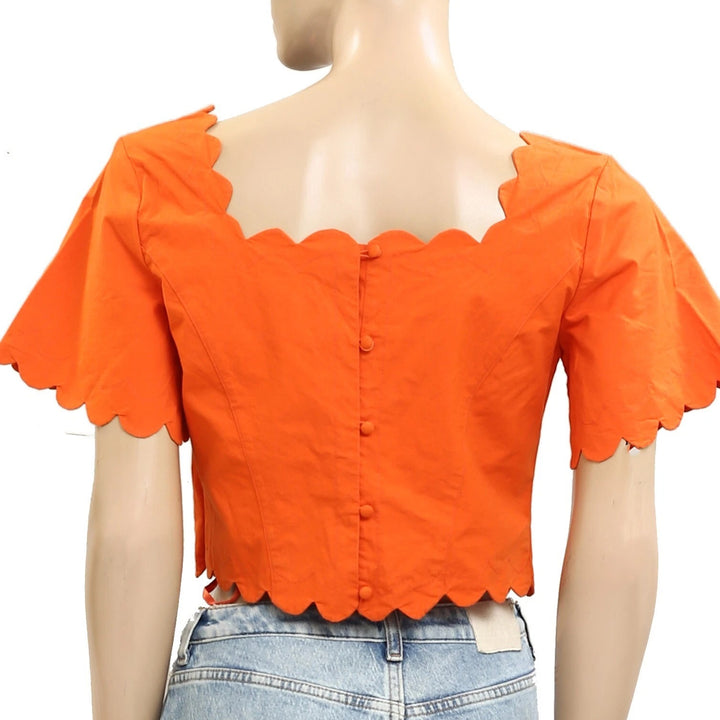 Maeve Anthropologie Square-Neck Scallop Blouse Top